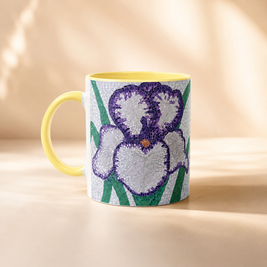 Violetta Iris Flower Mosaic 11oz Ceramic Mug