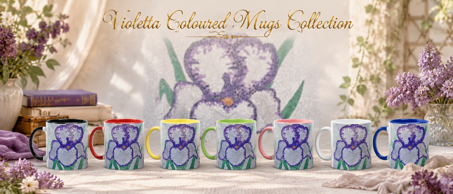 Violetta Iris Flower Mosaic 11oz Ceramic Mug