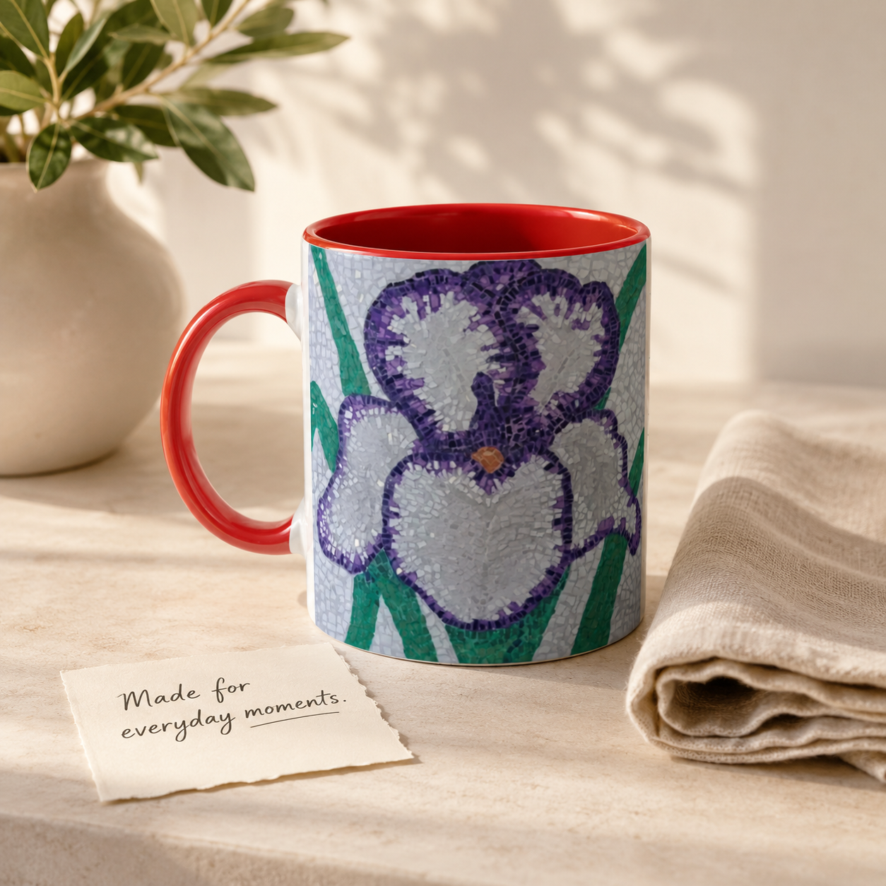 Violetta Iris Flower Mosaic 11oz Ceramic Mug