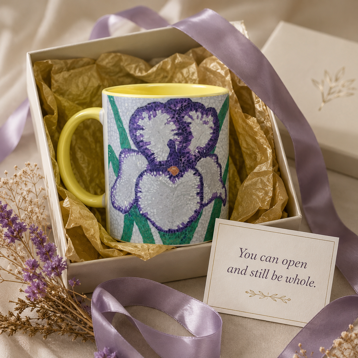 Violetta Iris Flower Mosaic 11oz Ceramic Mug