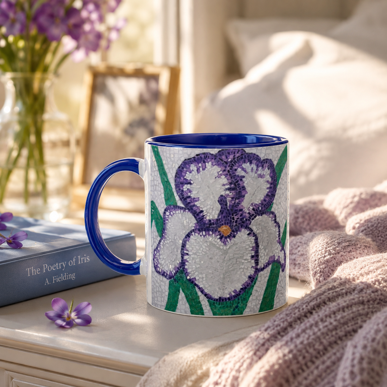 Violetta Iris Flower Mosaic 11oz Ceramic Mug