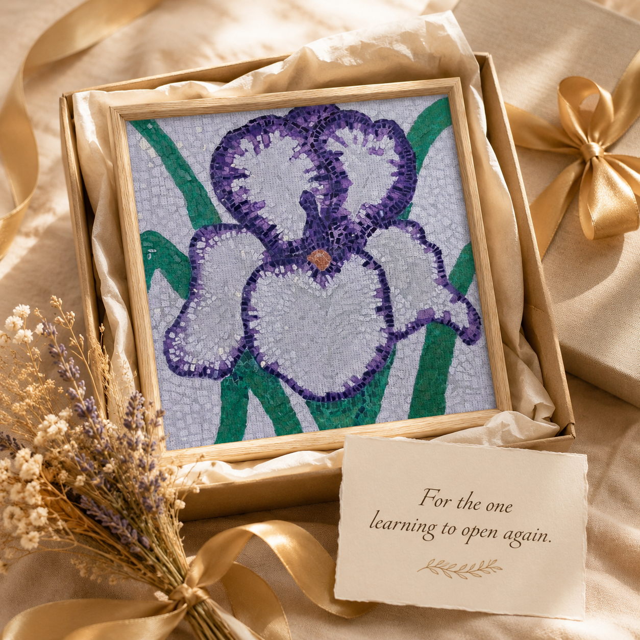 Violetta Iris Framed Canvas | Floral Mosaic Wall Art