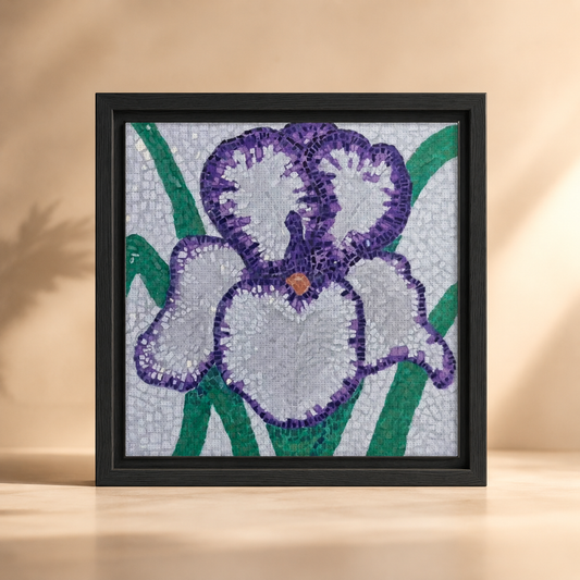 Violetta Iris Framed Canvas | Floral Mosaic Wall Art