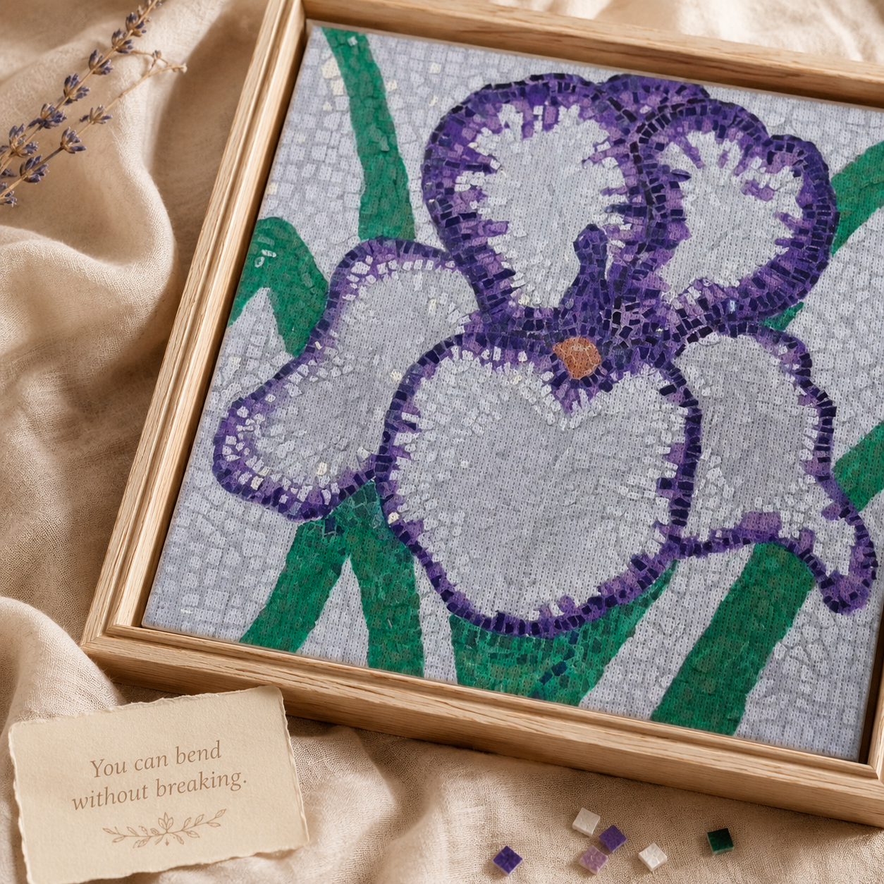 Violetta Iris Framed Canvas | Floral Mosaic Wall Art