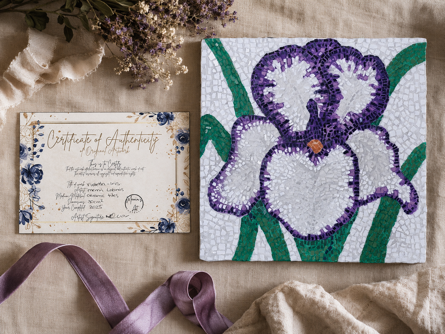 Violetta Large Iris Mosaic Original Artwork