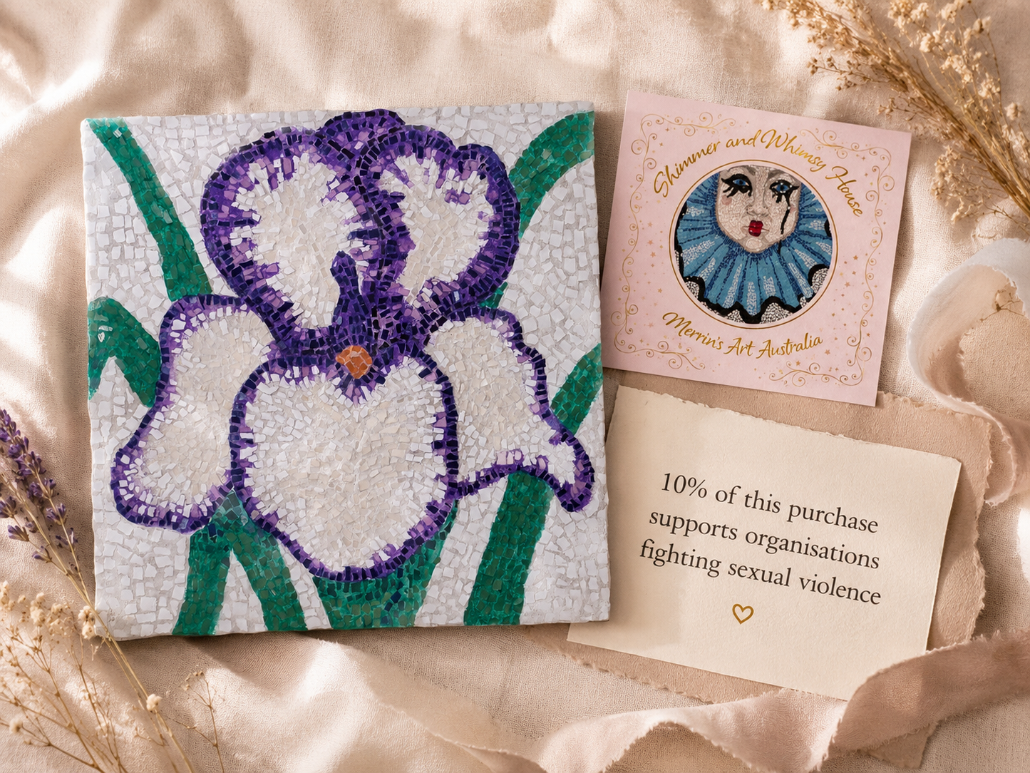 Violetta Large Iris Mosaic Original Artwork