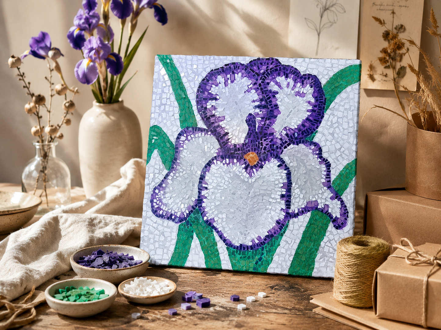 Violetta Large Iris Mosaic Original Artwork