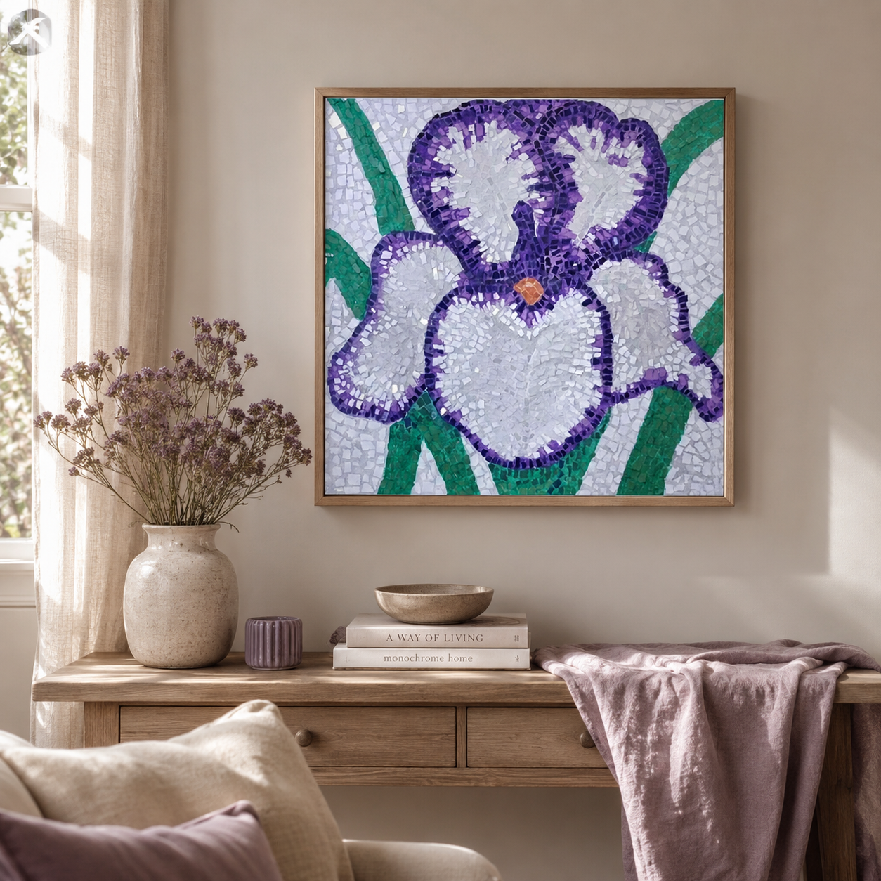 Violetta Mosaic Fine Art Poster | Iris Flower Wall Art