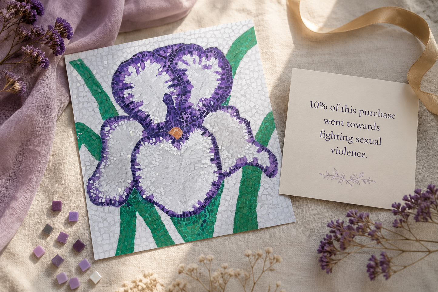 Violetta Mosaic Fine Art Poster | Iris Flower Wall Art