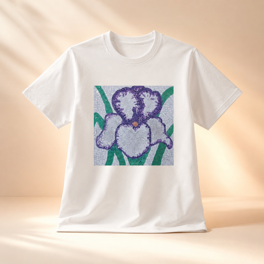 Violetta Iris Classic Tee | Mosaic Art T-Shirt for Quiet Strength & Resilience