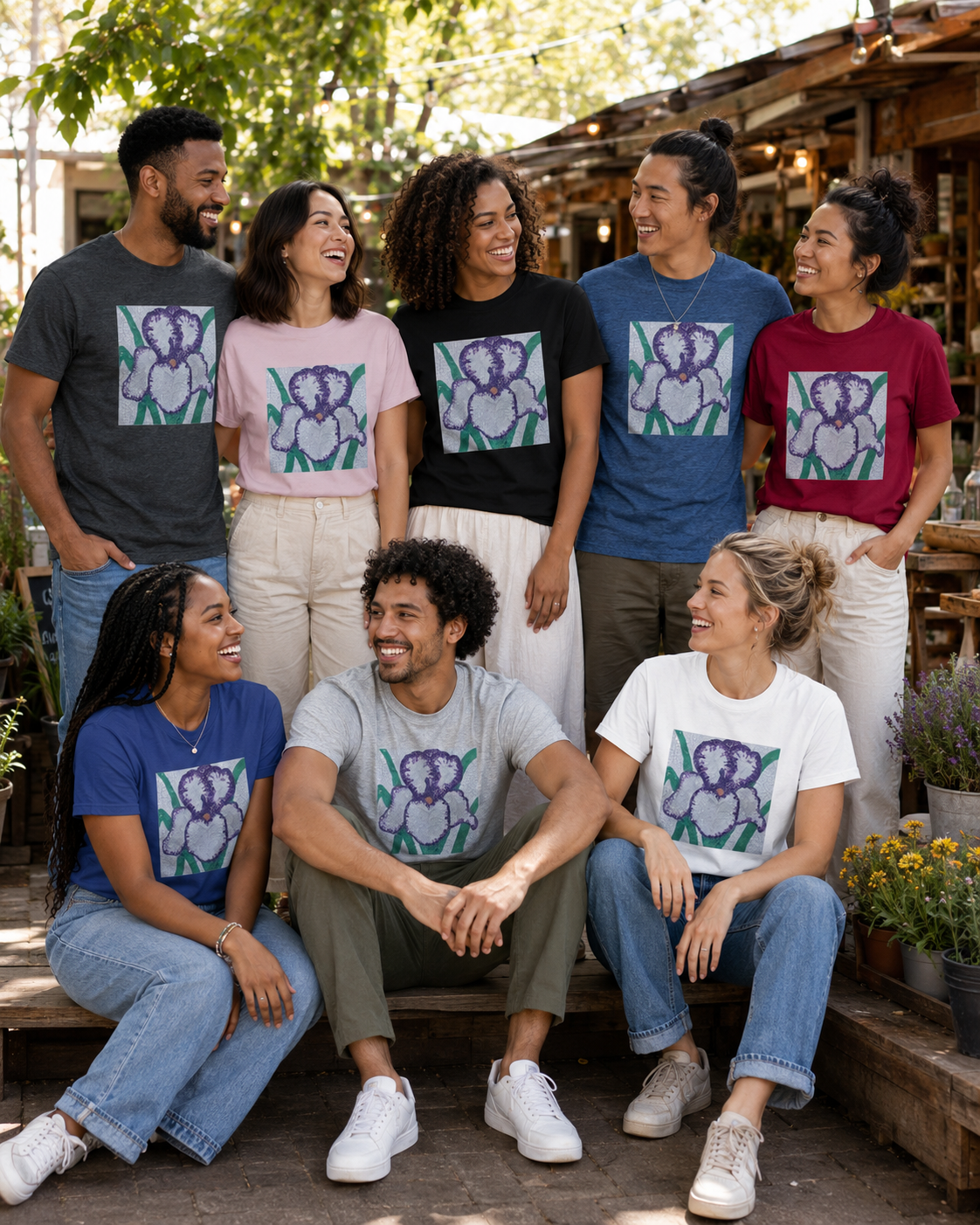 Violetta Iris Classic Tee | Mosaic Art T-Shirt for Quiet Strength & Resilience