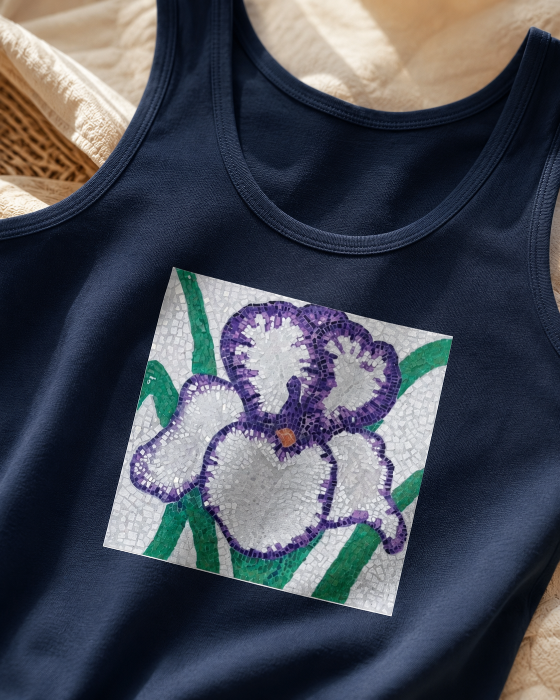 Violetta Iris Tank | Floral Mosaic Art Tank Top for Quiet Strength & Resilience