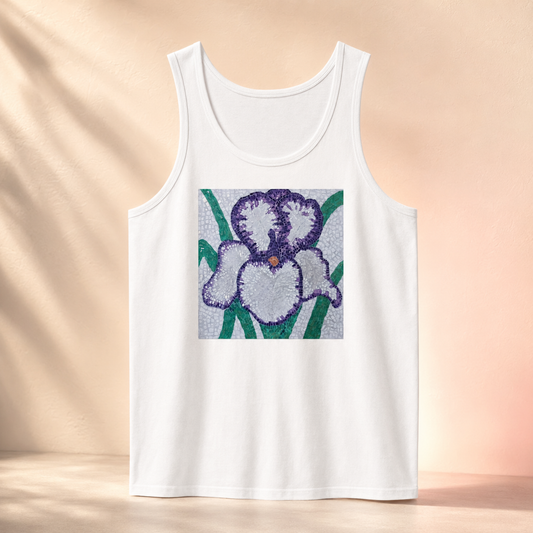 Violetta Iris Tank | Floral Mosaic Art Tank Top for Quiet Strength & Resilience