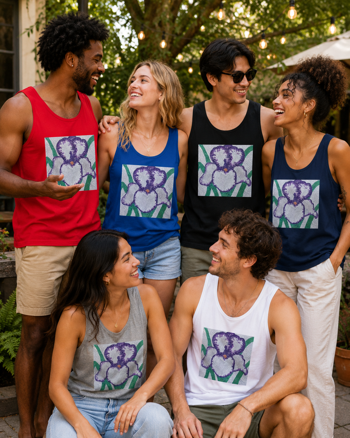 Violetta Iris Tank | Floral Mosaic Art Tank Top for Quiet Strength & Resilience