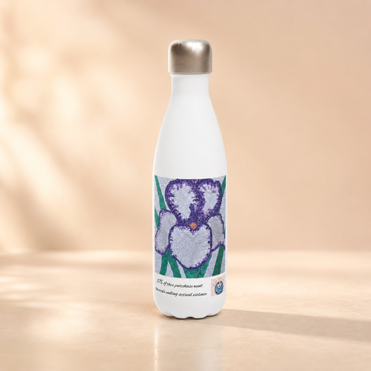 Violetta Iris Flower Mosaic Stainless Steel Water Bottle 17oz