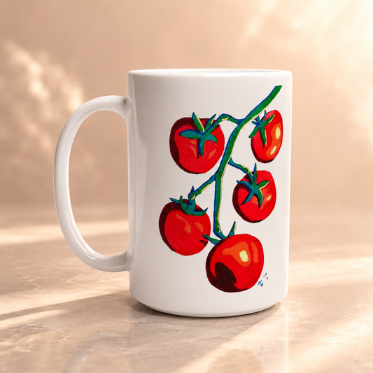 Warmed By The Sun Ceramic Mug | Tomato Art Mug About Self-Love