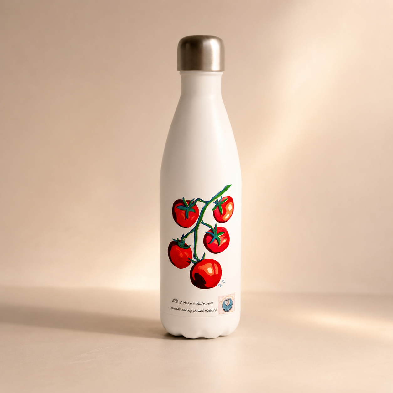 Warmed By The Sun Stainless Steel Water Bottle — 17oz Tomato Art Bottle