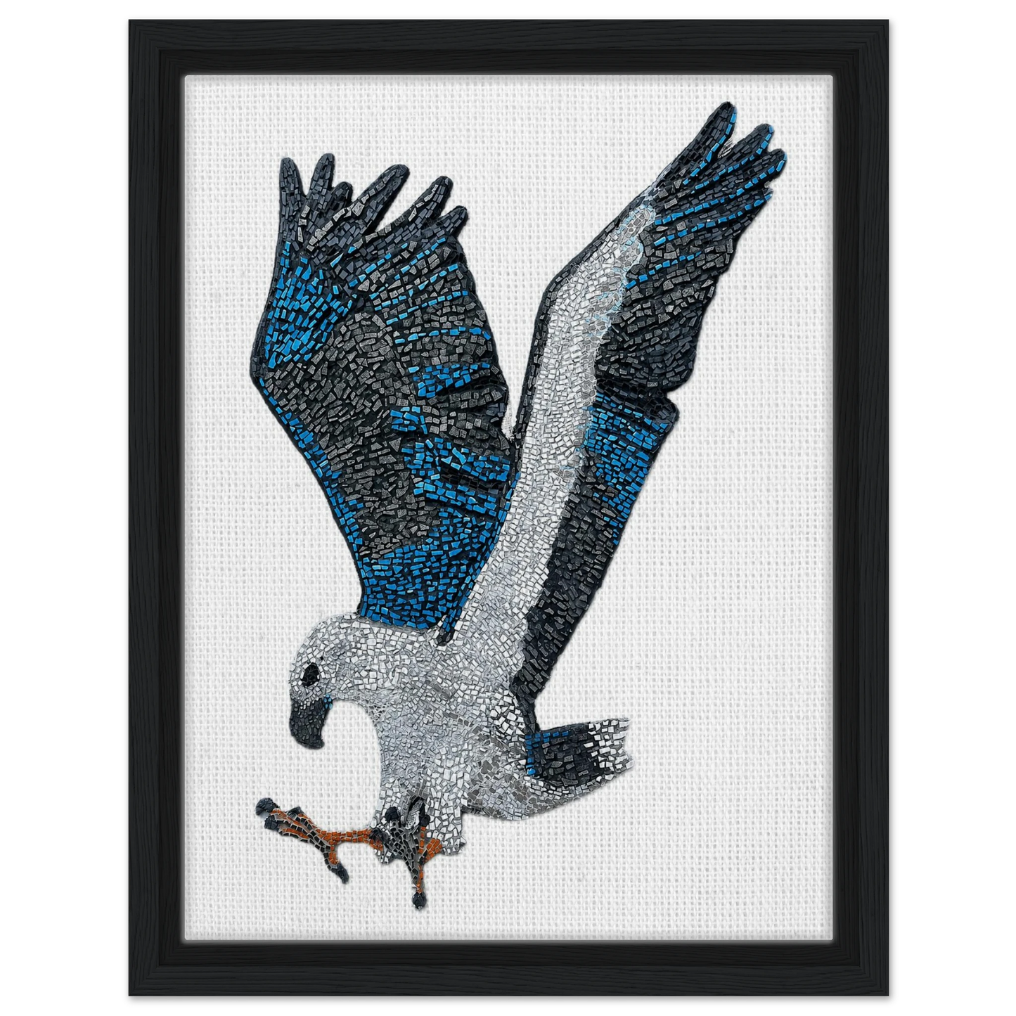 willow the white bellied sea eagle mosaic printed on black framed canvas