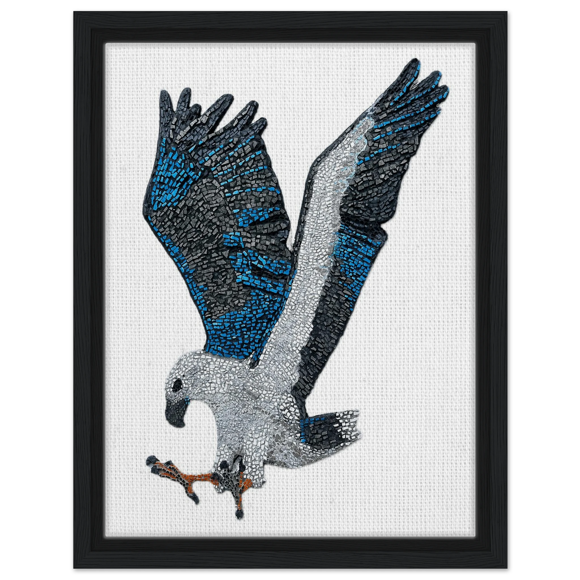 willow the white bellied sea eagle mosaic printed on black framed canvas