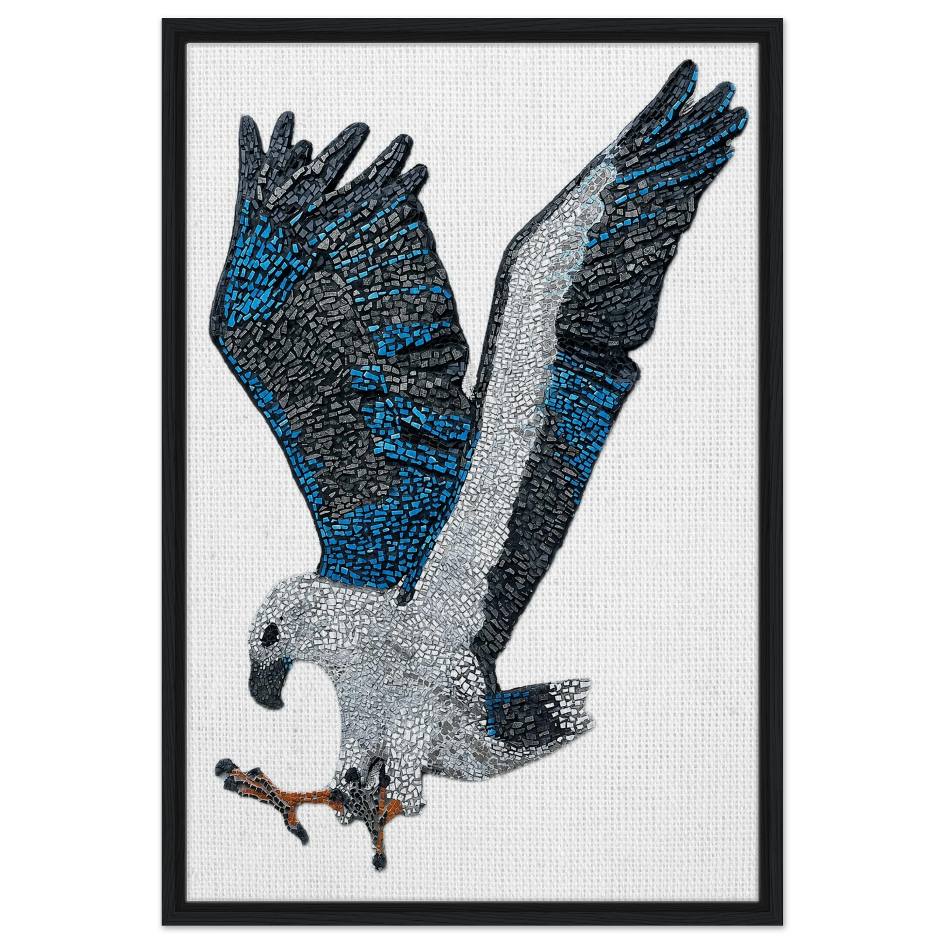 willow the white-bellied sea eagle mosaic printed on black wood framed canvas 