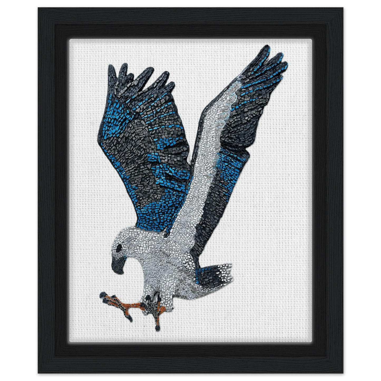 willow the white-bellied sea eagle mosaic printed on black framed canvas