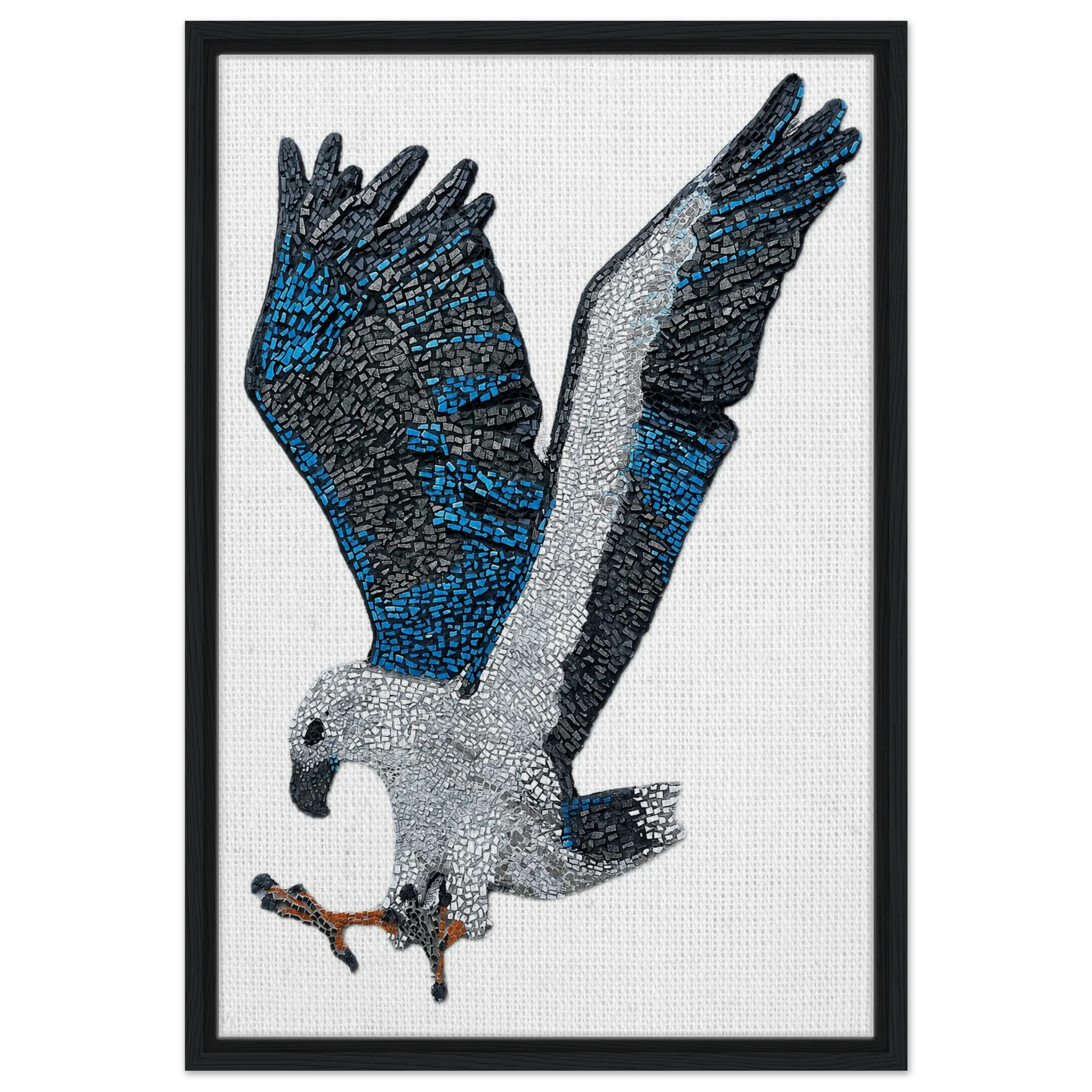 willow the white-bellied sea eagle mosaic printed on black framed canvas