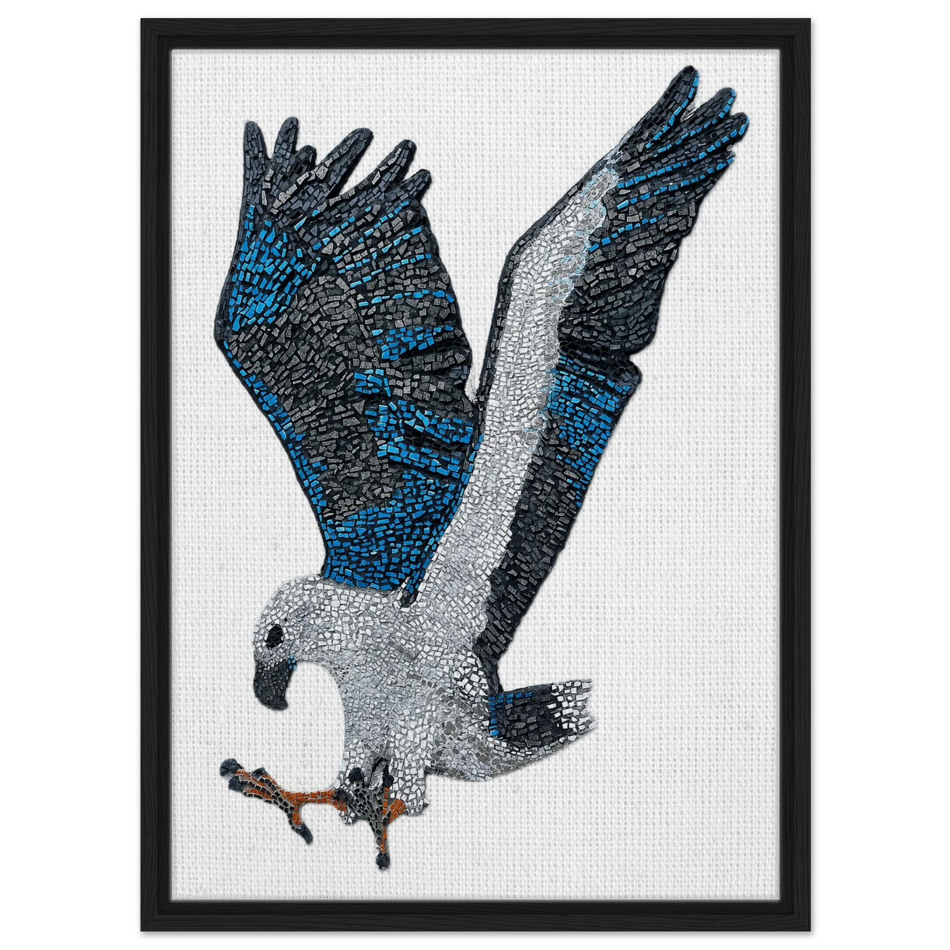 willow the white-bellied sea eagle mosaic printed on black wood framed canvas