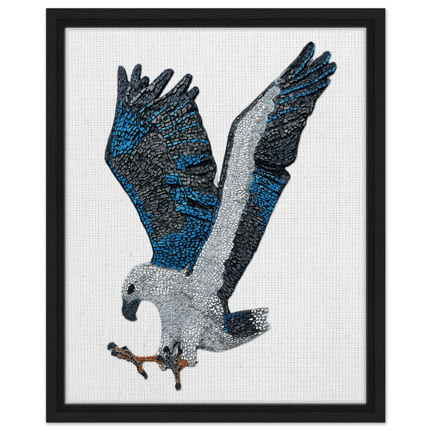 willow the white-bellied sea eagle mosaic printed on black framed canvas