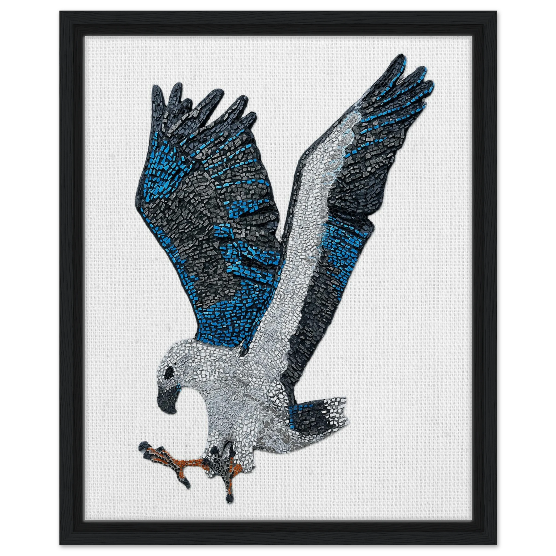 willow the white-bellied sea eagle mosaic printed on black framed canvas