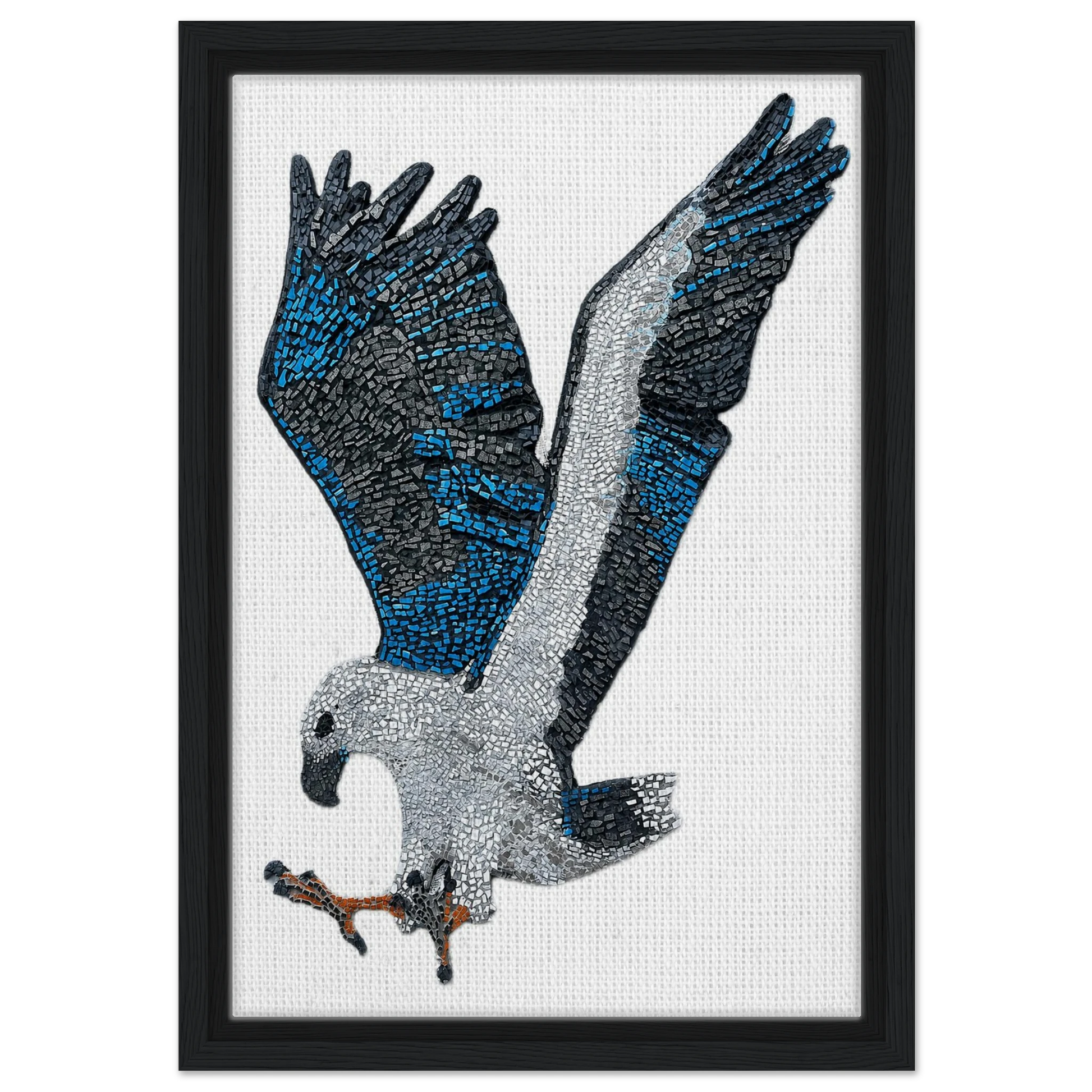 willow the white-bellied sea eagle mosaic printed on black framed canvas