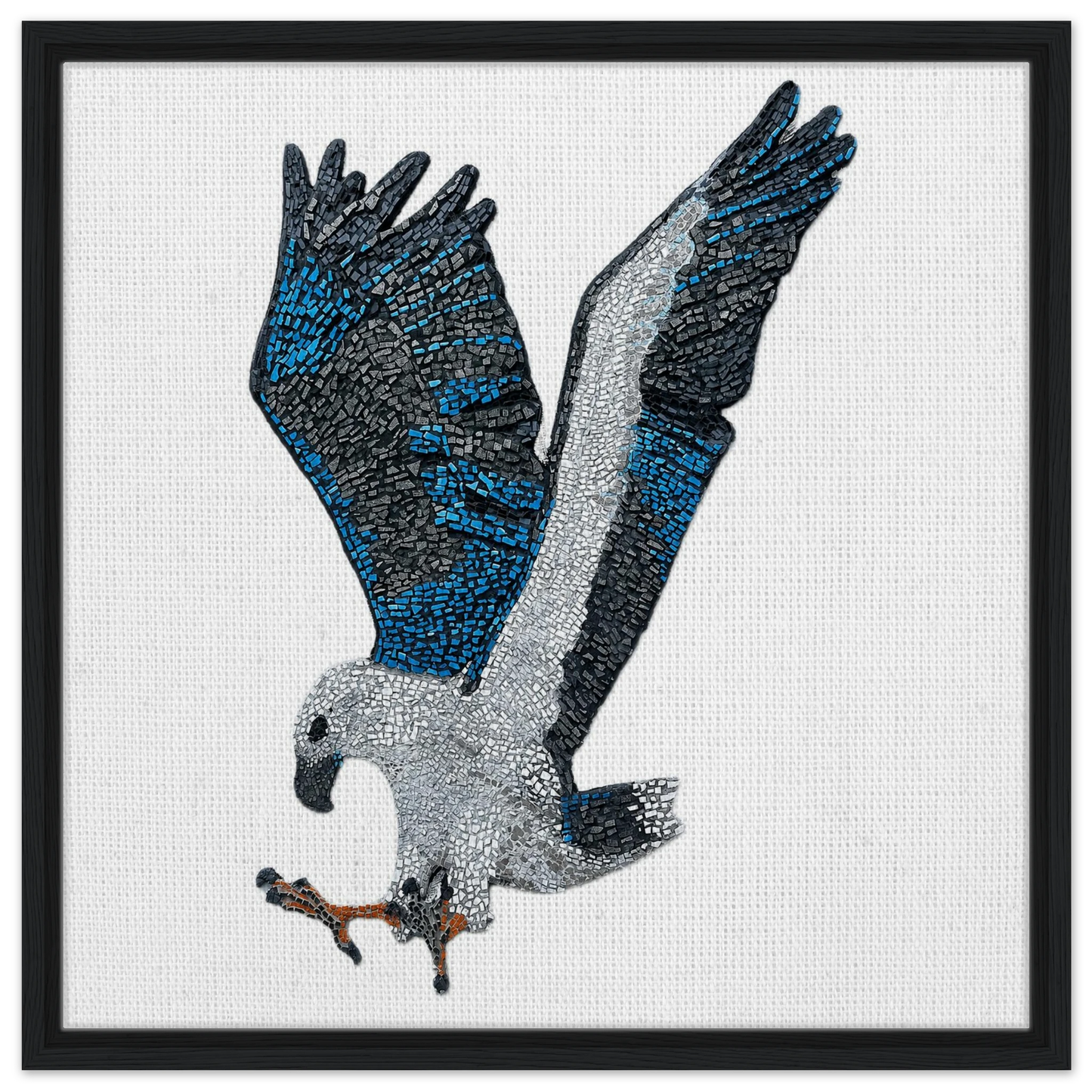 willow the white-bellied sea eagle mosaic printed on black wood framed canvas 