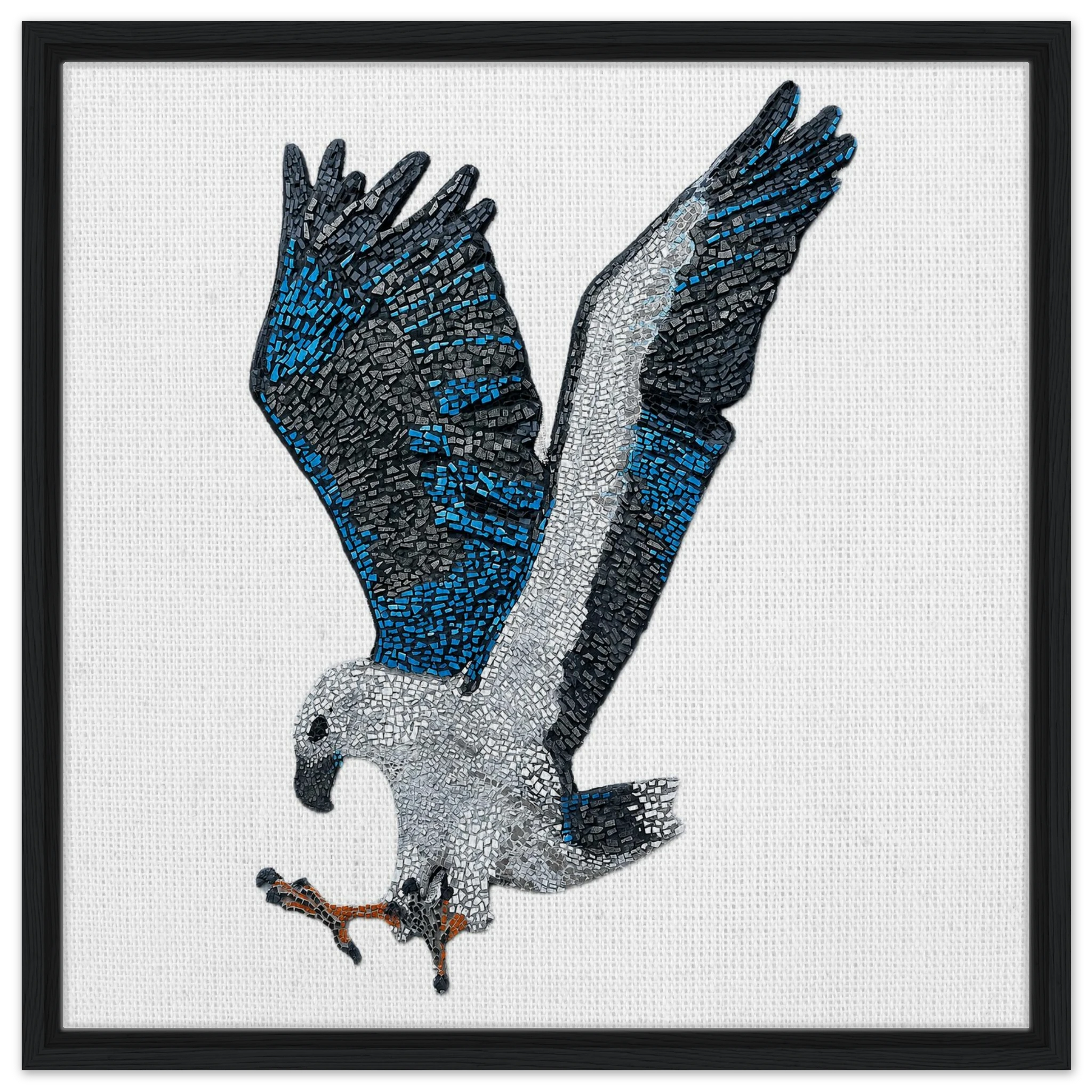 willow the white-bellied sea eagle mosaic printed on black wood framed canvas 
