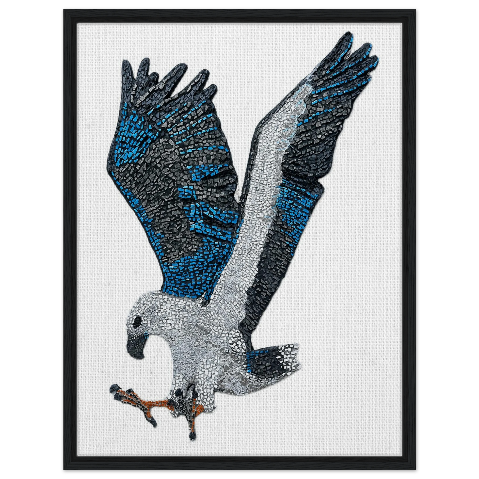 willow the white-bellied sea eagle mosaic printed on black wood framed canvas 