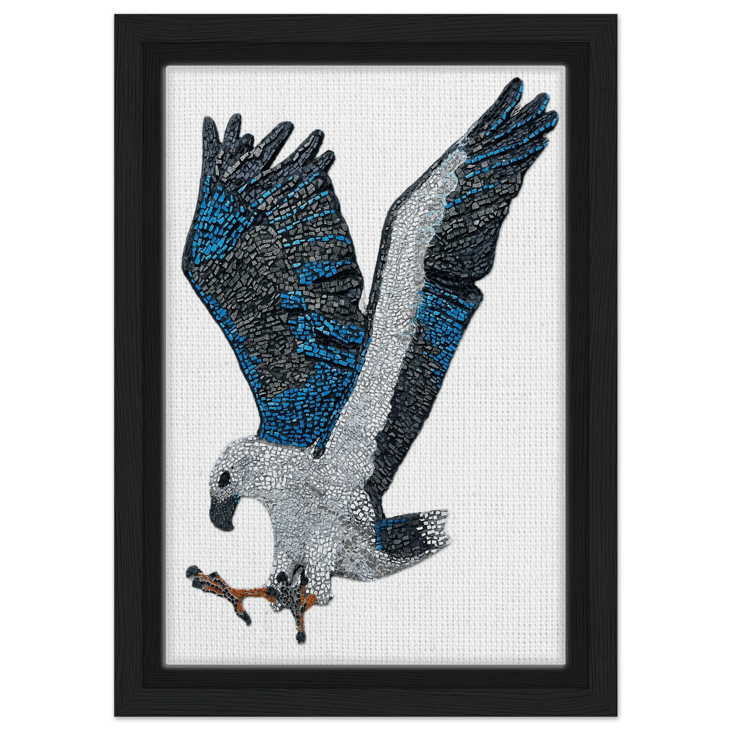 willow the white-bellied sea eagle mosaic printed on black framed canvas