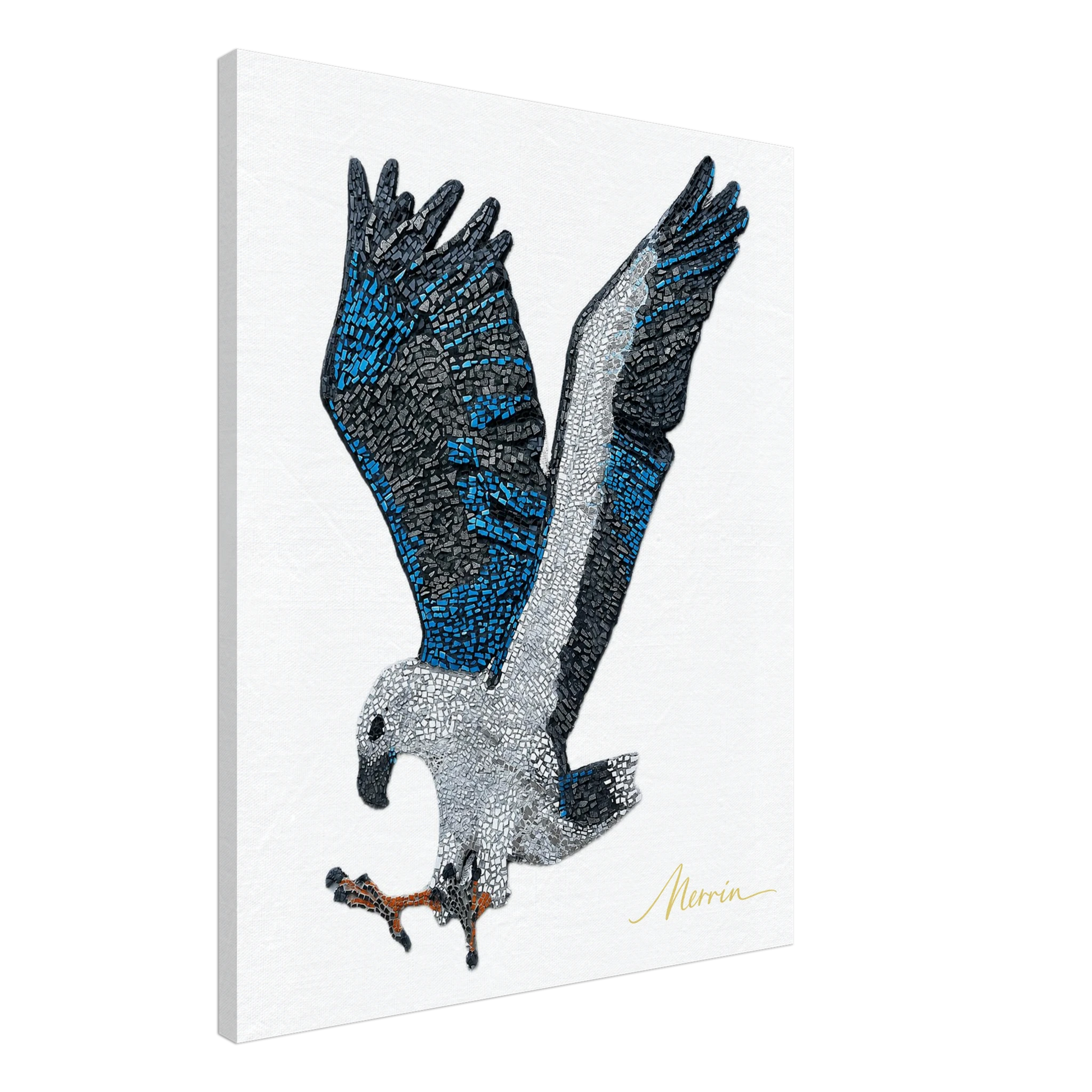 Willow the white-bellied sea eagle mosaic printed on canvas 