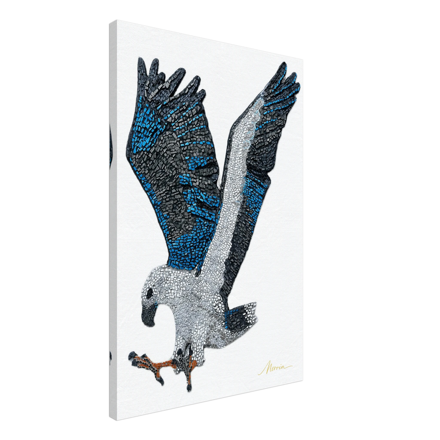 Willow the white-bellied sea eagle mosaic printed on canvas 