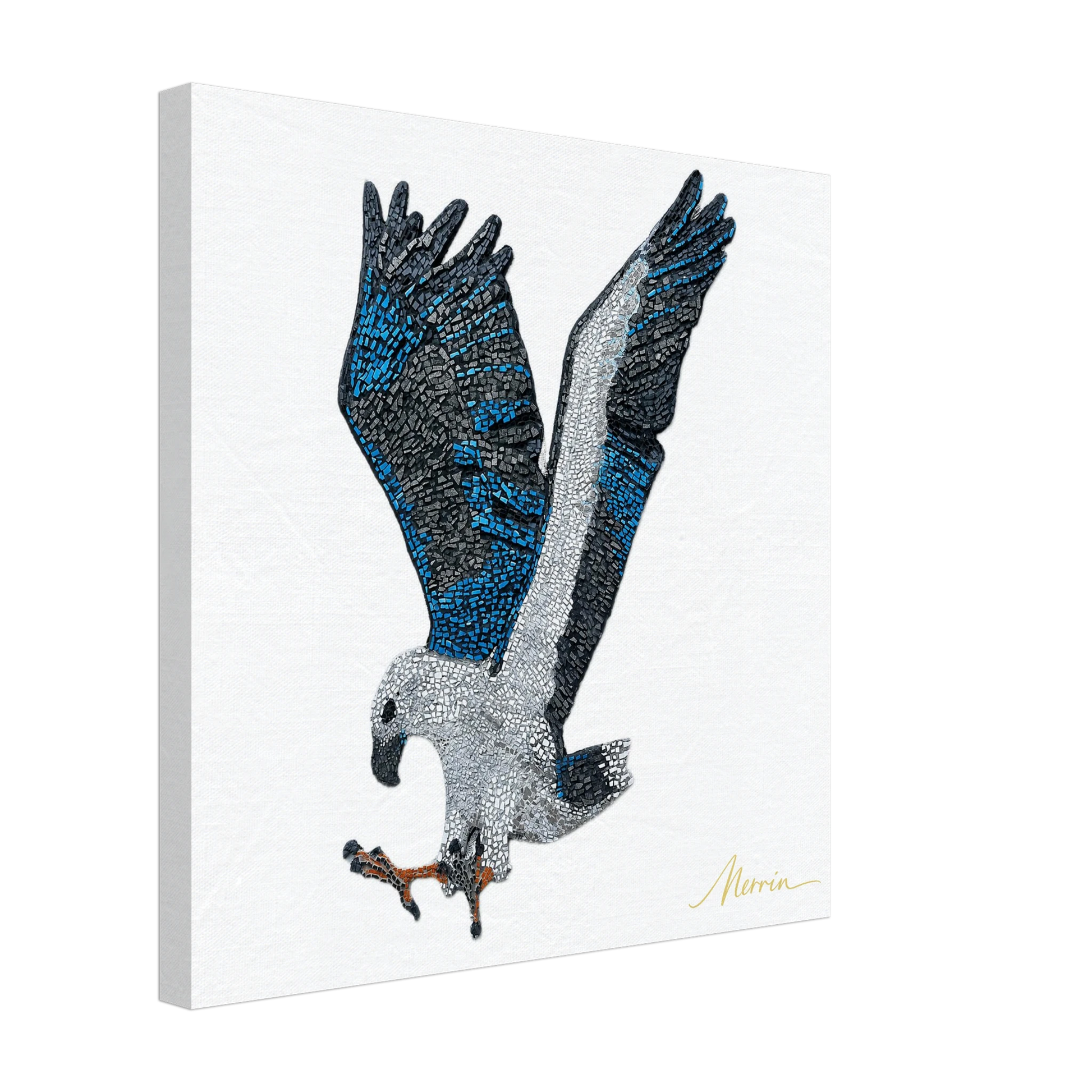 Willow the white-bellied sea eagle mosaic printed on canvas 