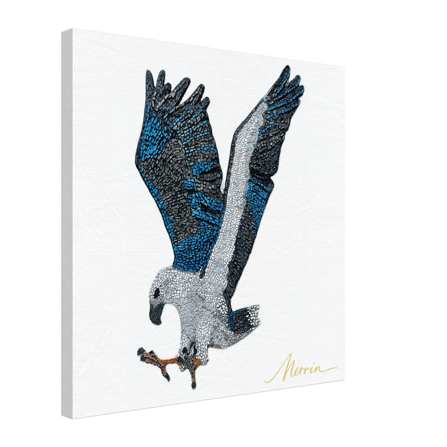 Willow the white-bellied sea eagle mosaic printed on canvas 