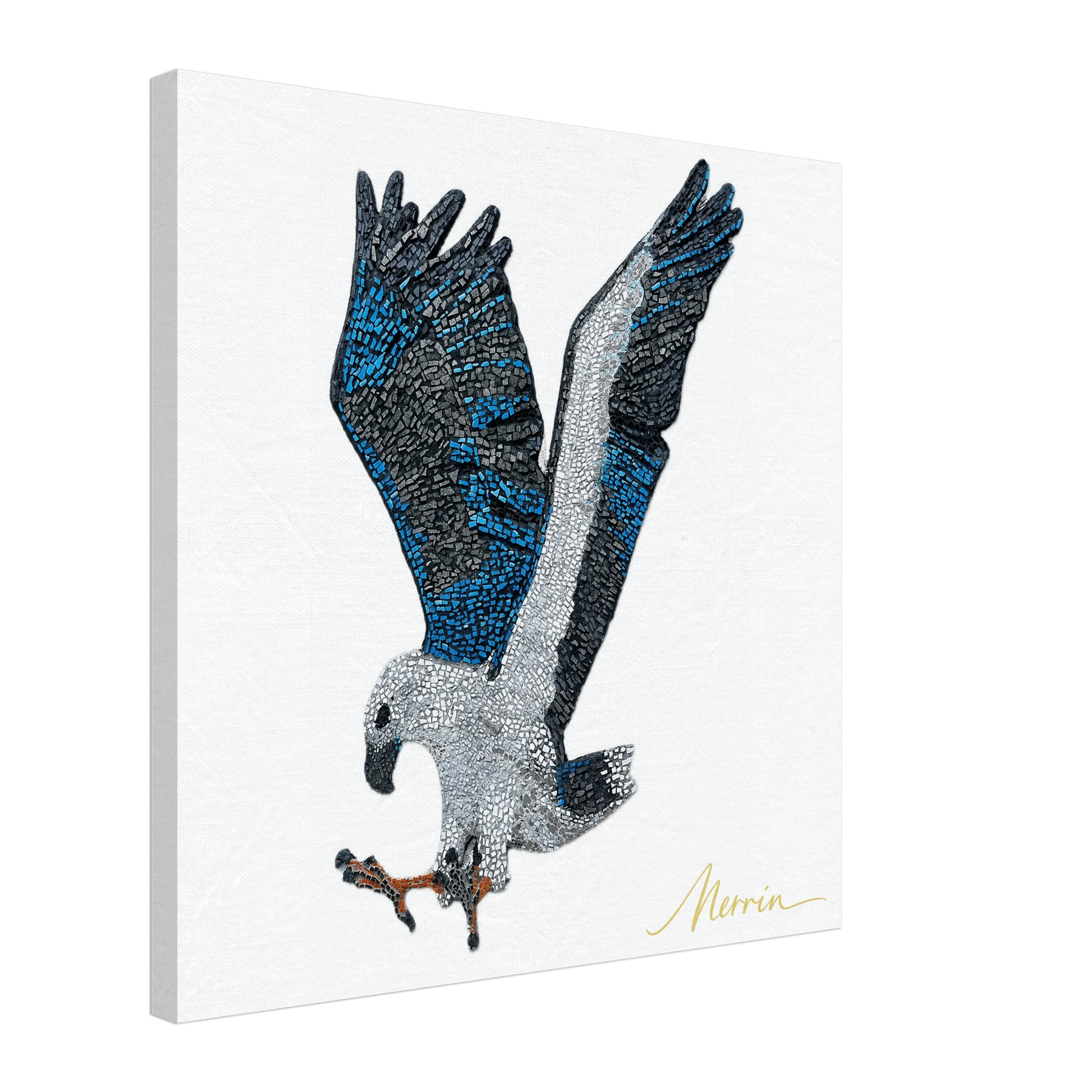 Willow the white-bellied sea eagle mosaic printed on canvas 