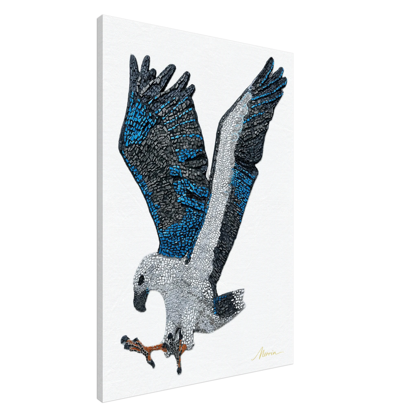 Willow the white-bellied sea eagle mosaic printed on canvas 