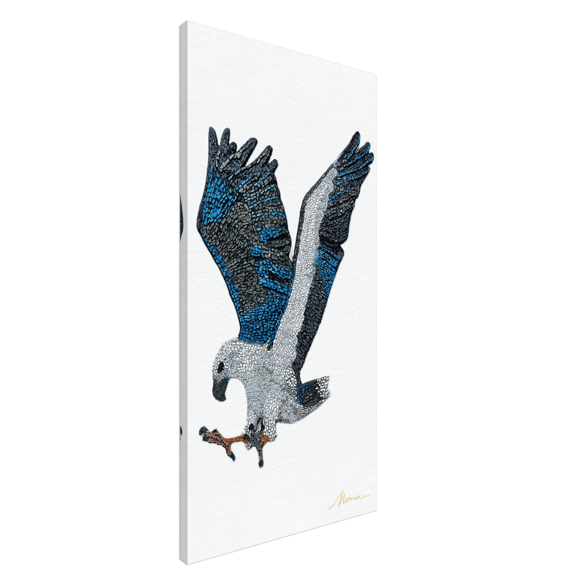 Willow the white-bellied sea eagle mosaic printed on canvas 