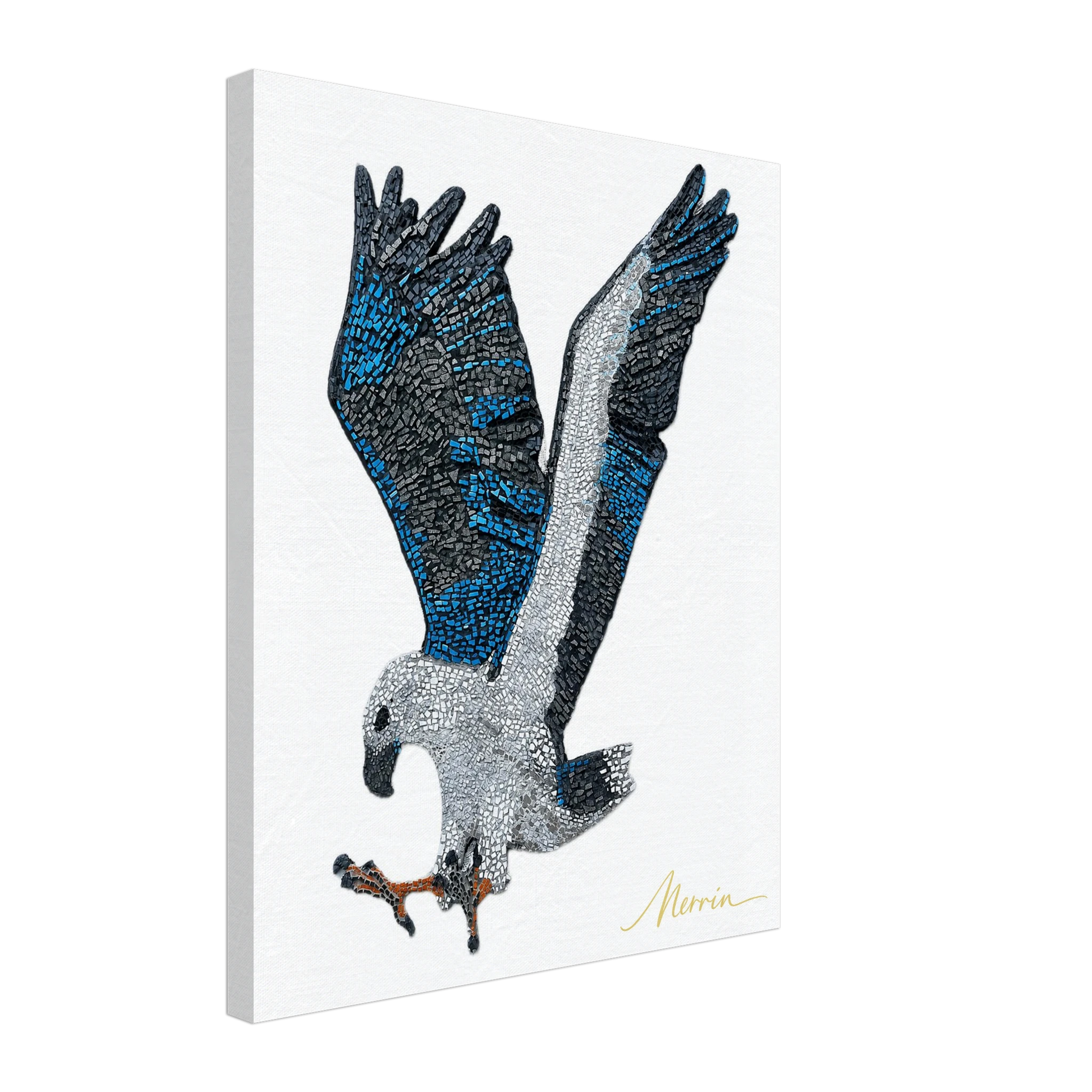 Willow the white-bellied sea eagle mosaic printed on canvas 