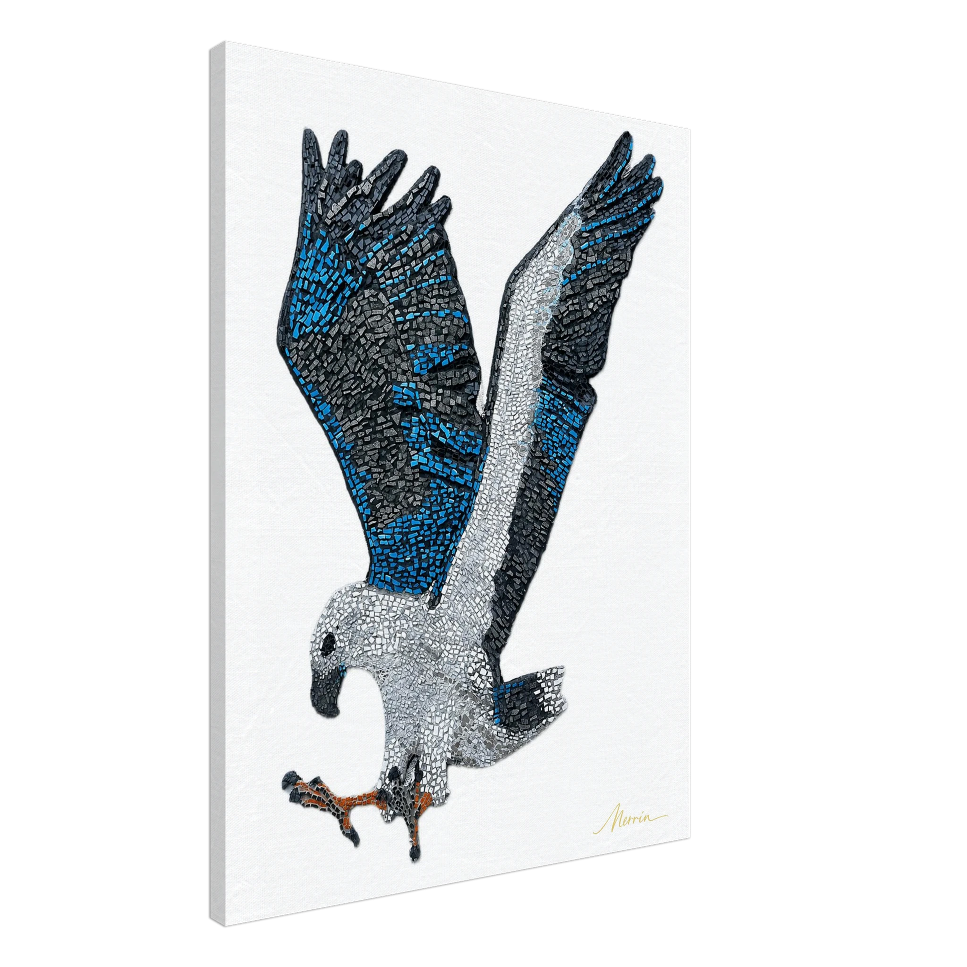Willow the white-bellied sea eagle mosaic printed on canvas 