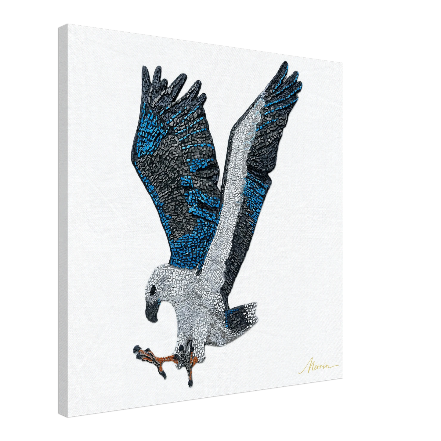 Willow the white-bellied sea eagle mosaic printed on canvas 