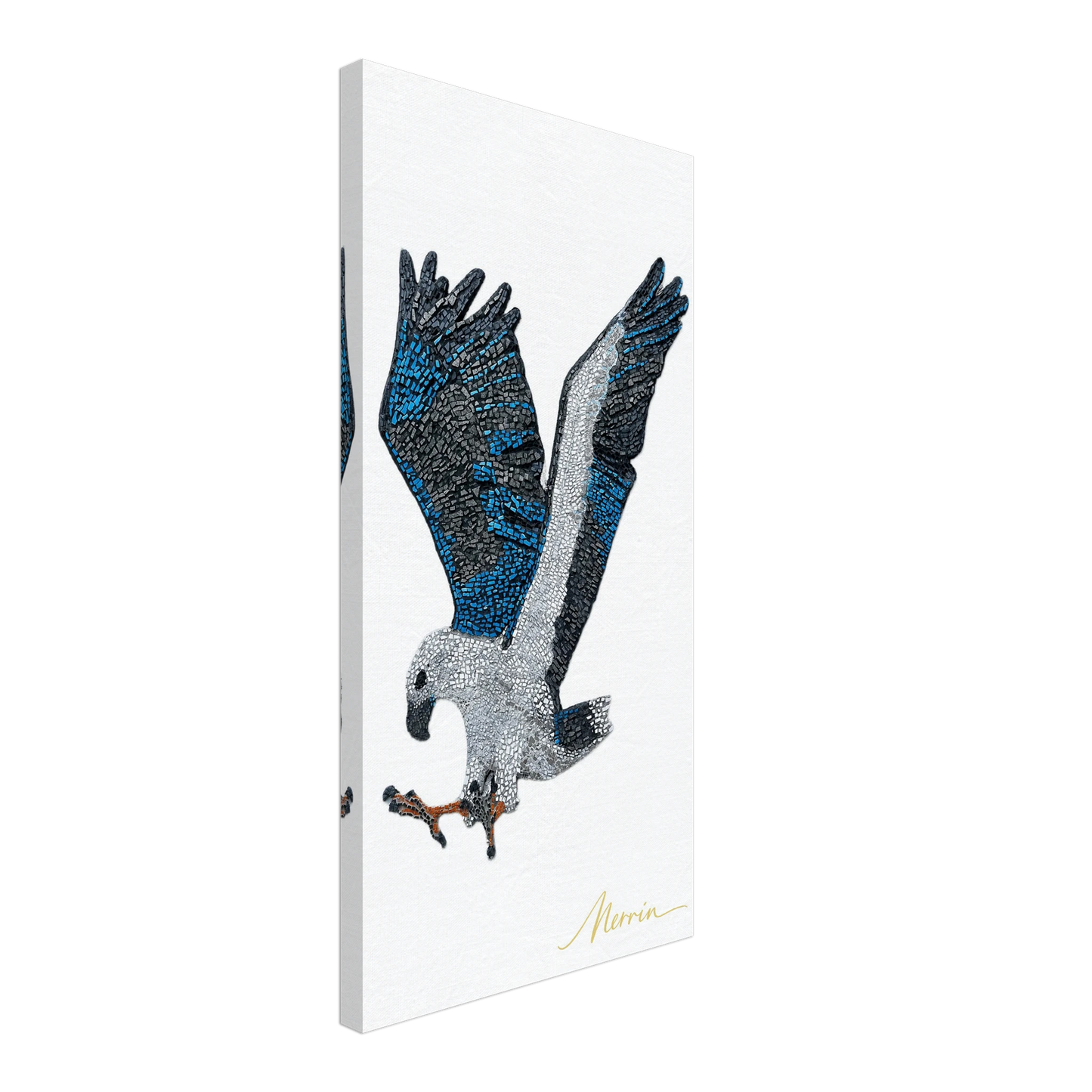 Willow the white-bellied sea eagle mosaic printed on canvas 