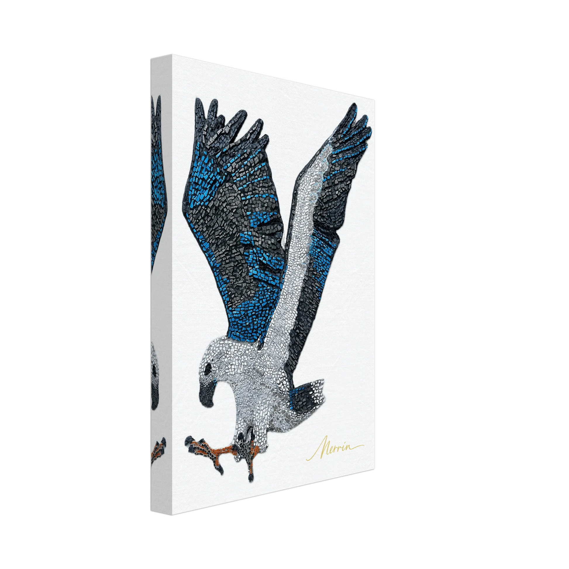 Willow the white-bellied sea eagle mosaic printed on canvas 