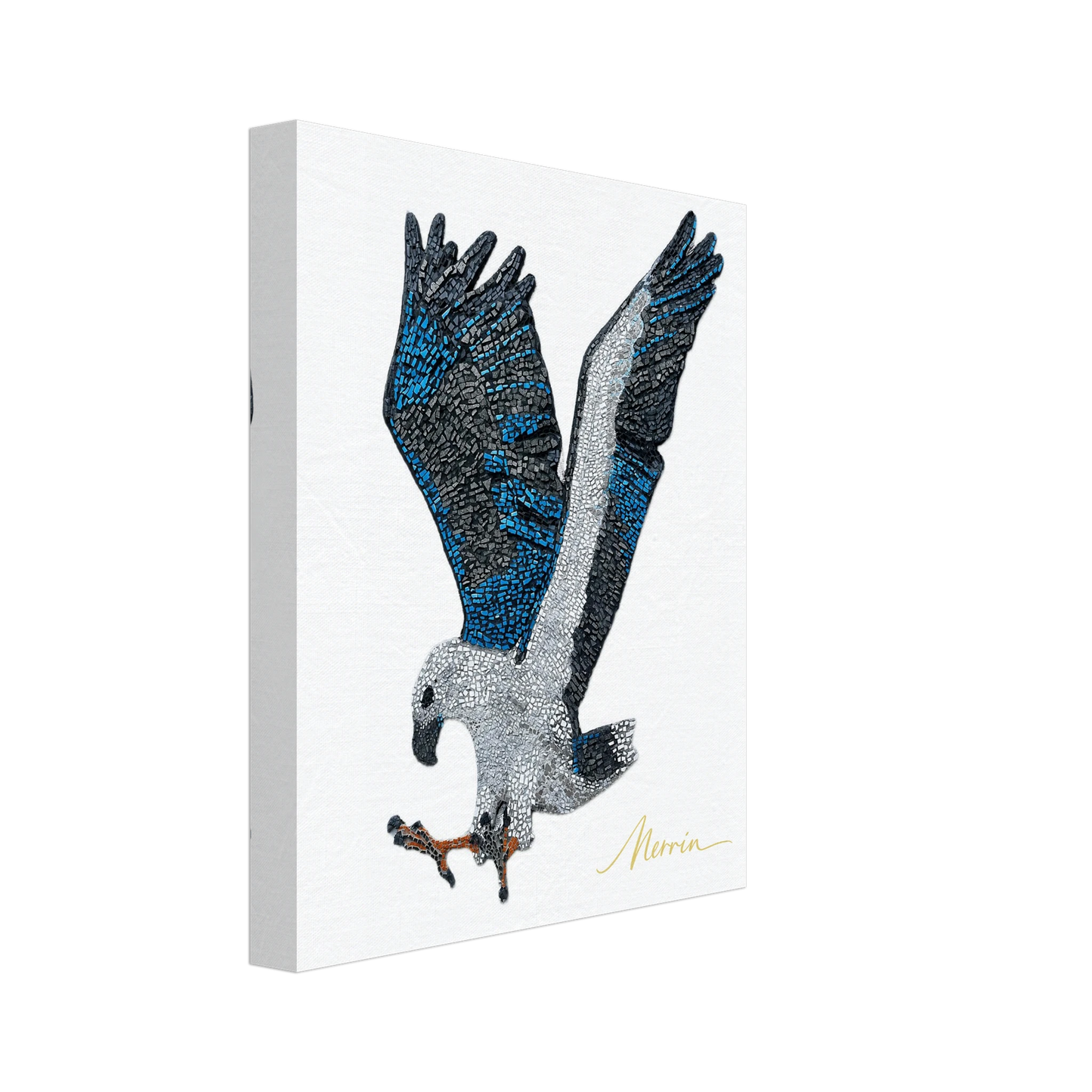 Willow the white-bellied sea eagle mosaic printed on canvas 