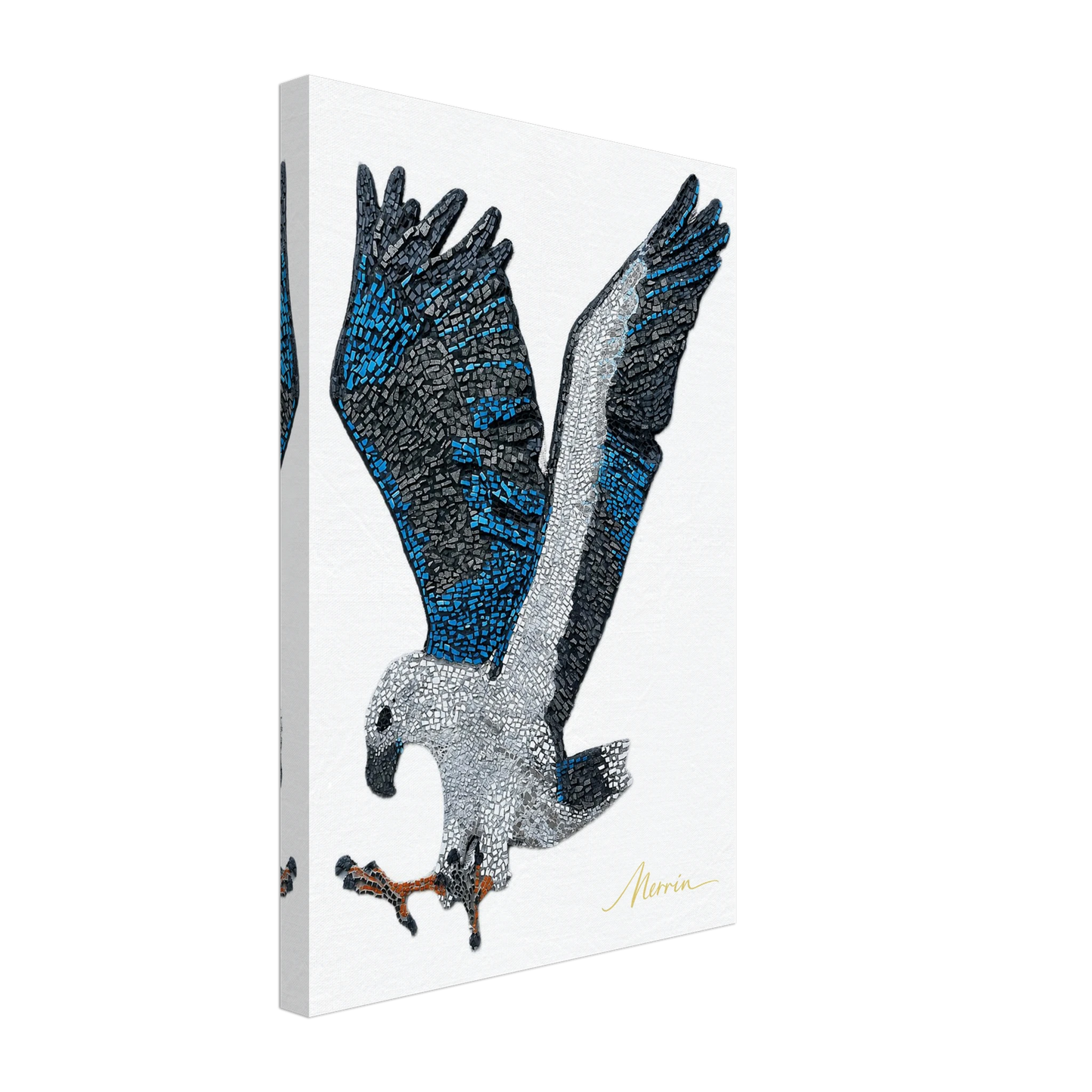 Willow the white-bellied sea eagle mosaic printed on canvas 
