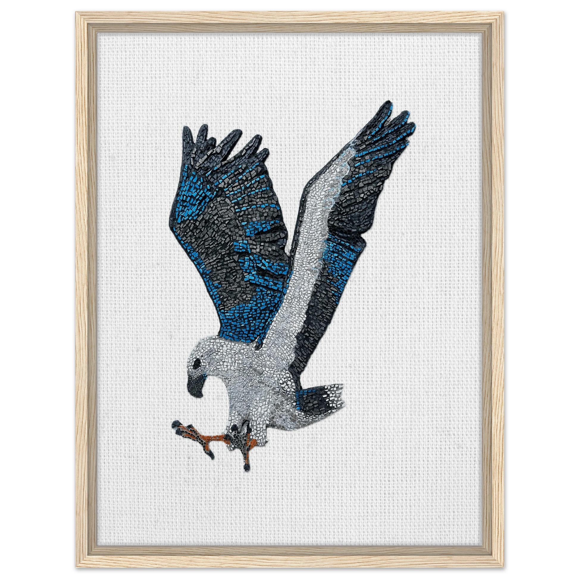 willow the white-bellied sea eagle mosaic printed on cream framed canvas