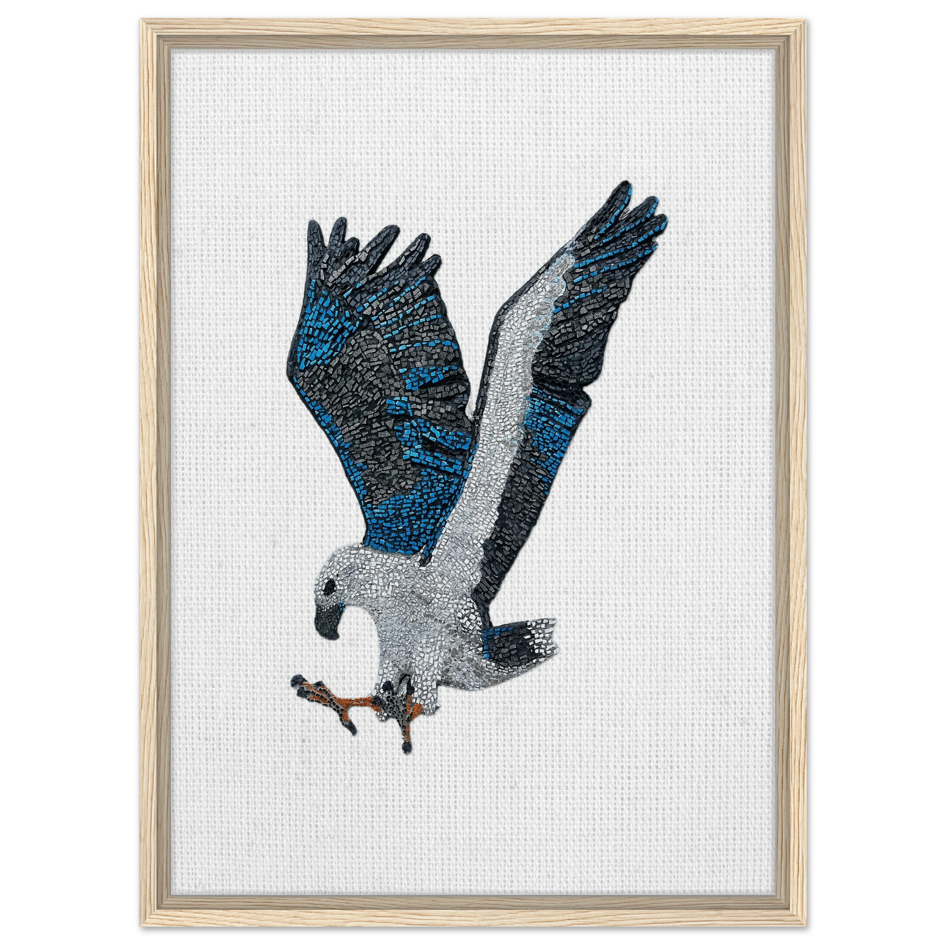 willow the white-bellied sea eagle mosaic printed on cream wood framed canvas 